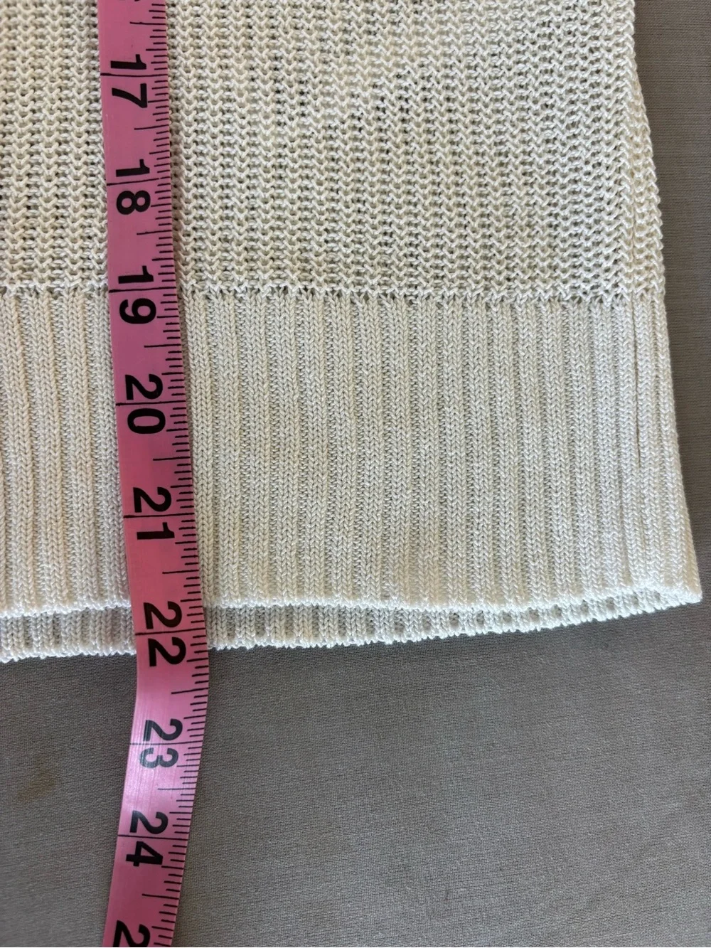 Eileen Fisher Cotton Silk Cord Split Neck Top Ivory Boxy Short Sleeve Luxury XS